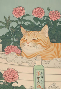 Thumbnail for Toile japonaise chat dans une baignoire | Ma Maison Chat