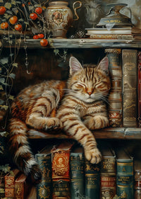 Thumbnail for Toile chat et livres style dark academia | Ma Maison Chat