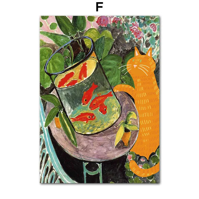 Poster humoristique chat noir style Van Gogh Matisse Monet | Ma Maison Chat