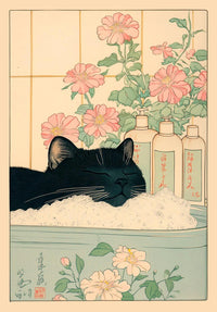 Thumbnail for Toile japonaise chat dans une baignoire | Ma Maison Chat