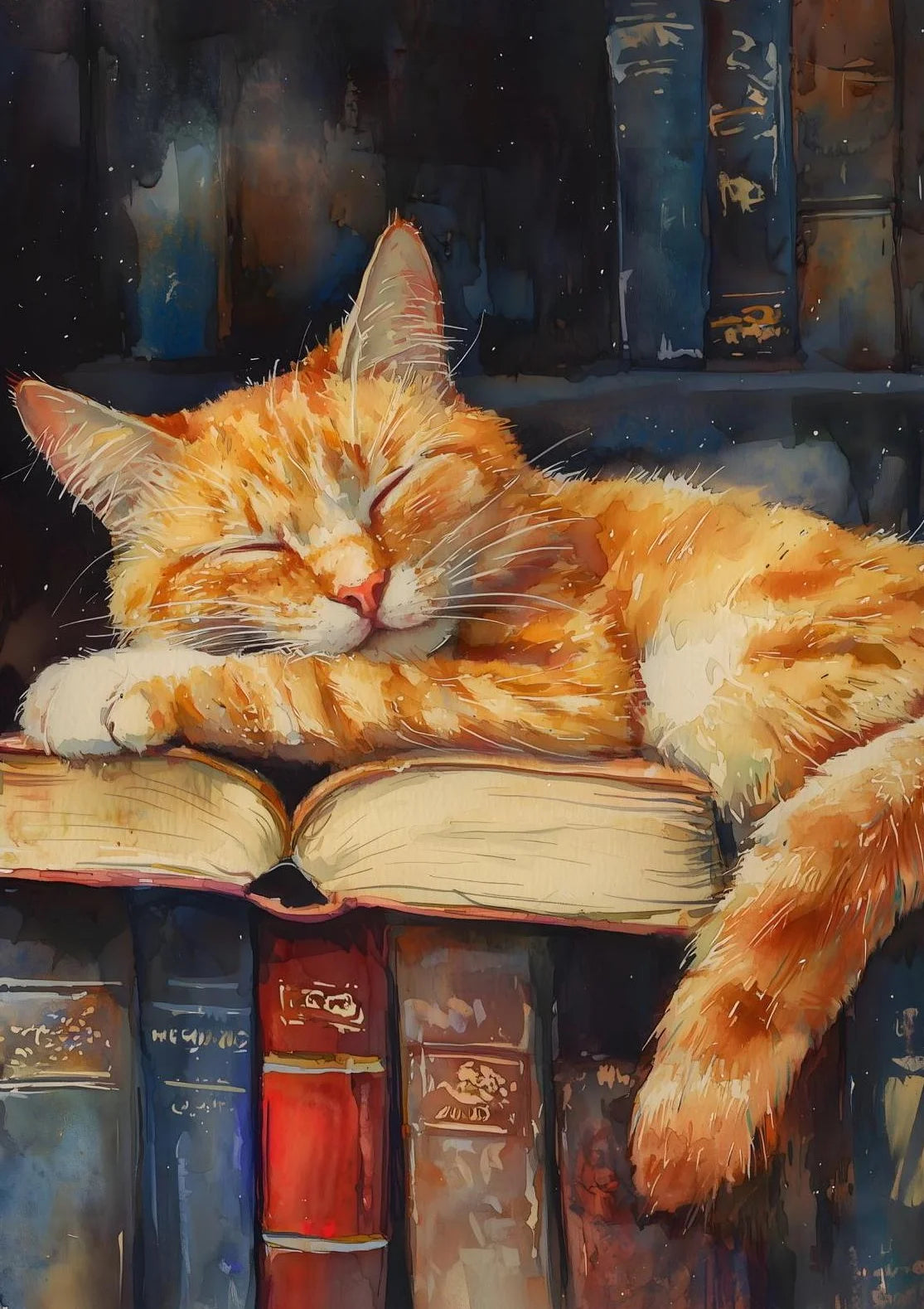 Toile chat et livres style dark academia | Ma Maison Chat
