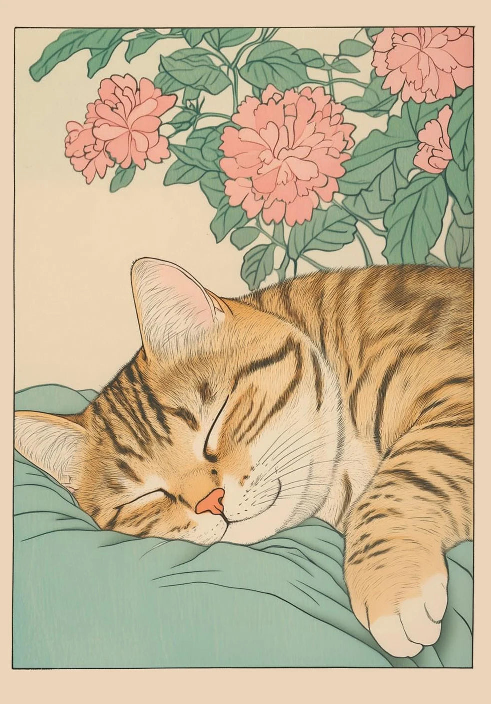 Toile japonaise chat dans une baignoire | Ma Maison Chat
