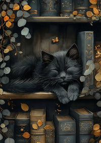 Thumbnail for Toile chat et livres style dark academia | Ma Maison Chat