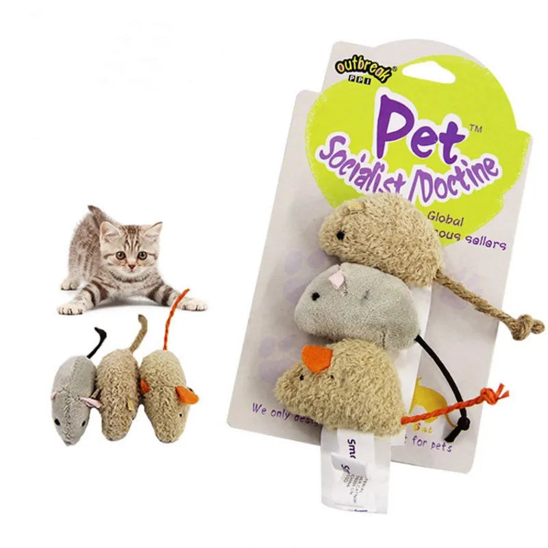 Lot de 3 Souris en Peluche pour Chat | Ma Maison Chat