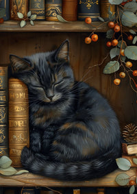 Thumbnail for Toile chat et livres style dark academia | Ma Maison Chat