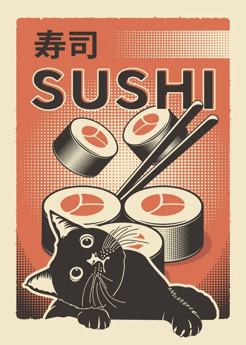 Poster Chat Noir Sushi Ramen | Ma Maison Chat