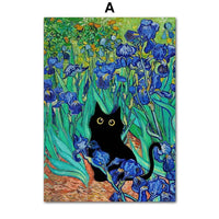 Thumbnail for Poster humoristique chat noir style Van Gogh Matisse Monet | Ma Maison Chat