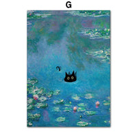 Thumbnail for Poster humoristique chat noir style Van Gogh Matisse Monet | Ma Maison Chat