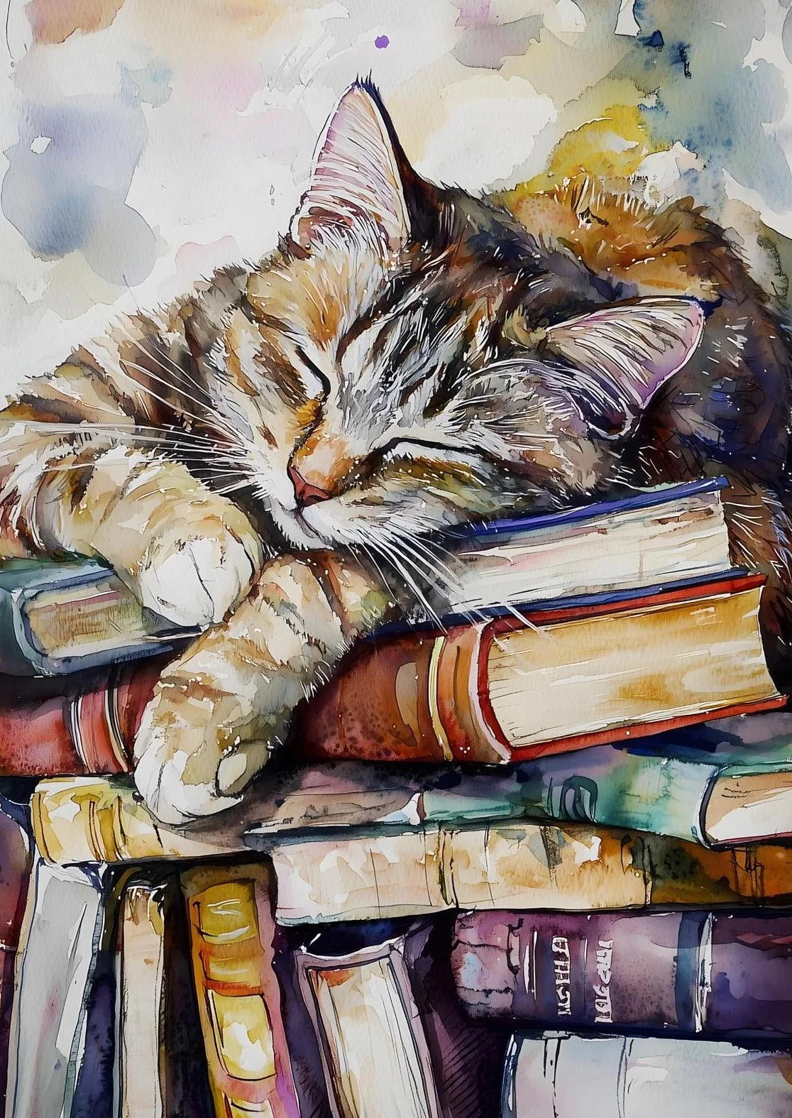 Toile chat et livres style dark academia | Ma Maison Chat