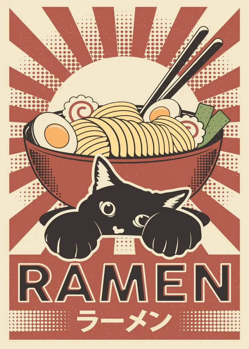 Poster Chat Noir Sushi Ramen | Ma Maison Chat
