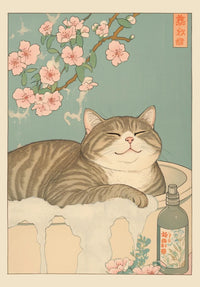 Thumbnail for Toile japonaise chat dans une baignoire | Ma Maison Chat