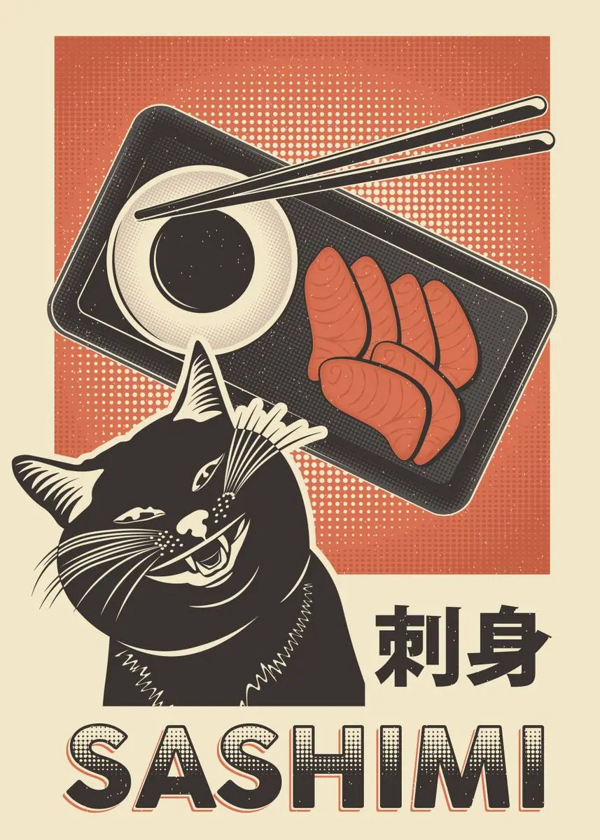 Poster Chat Noir Sushi Ramen | Ma Maison Chat