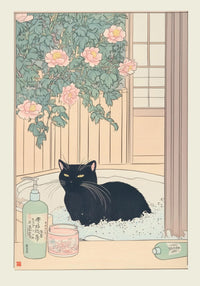 Thumbnail for Toile japonaise chat dans une baignoire | Ma Maison Chat