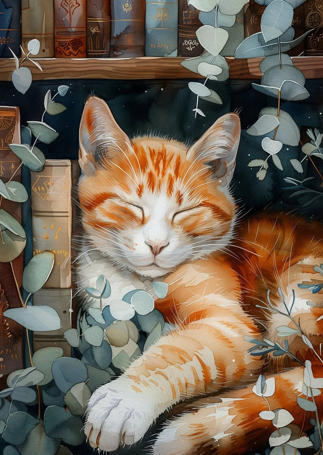 Toile chat et livres style dark academia | Ma Maison Chat