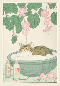 Thumbnail for Toile japonaise chat dans une baignoire | Ma Maison Chat