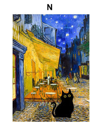 Thumbnail for Poster humoristique chat noir style Van Gogh Matisse Monet | Ma Maison Chat