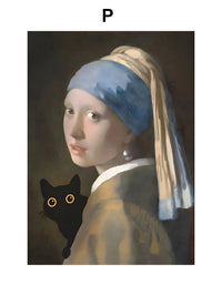 Thumbnail for Poster humoristique chat noir style Van Gogh Matisse Monet | Ma Maison Chat