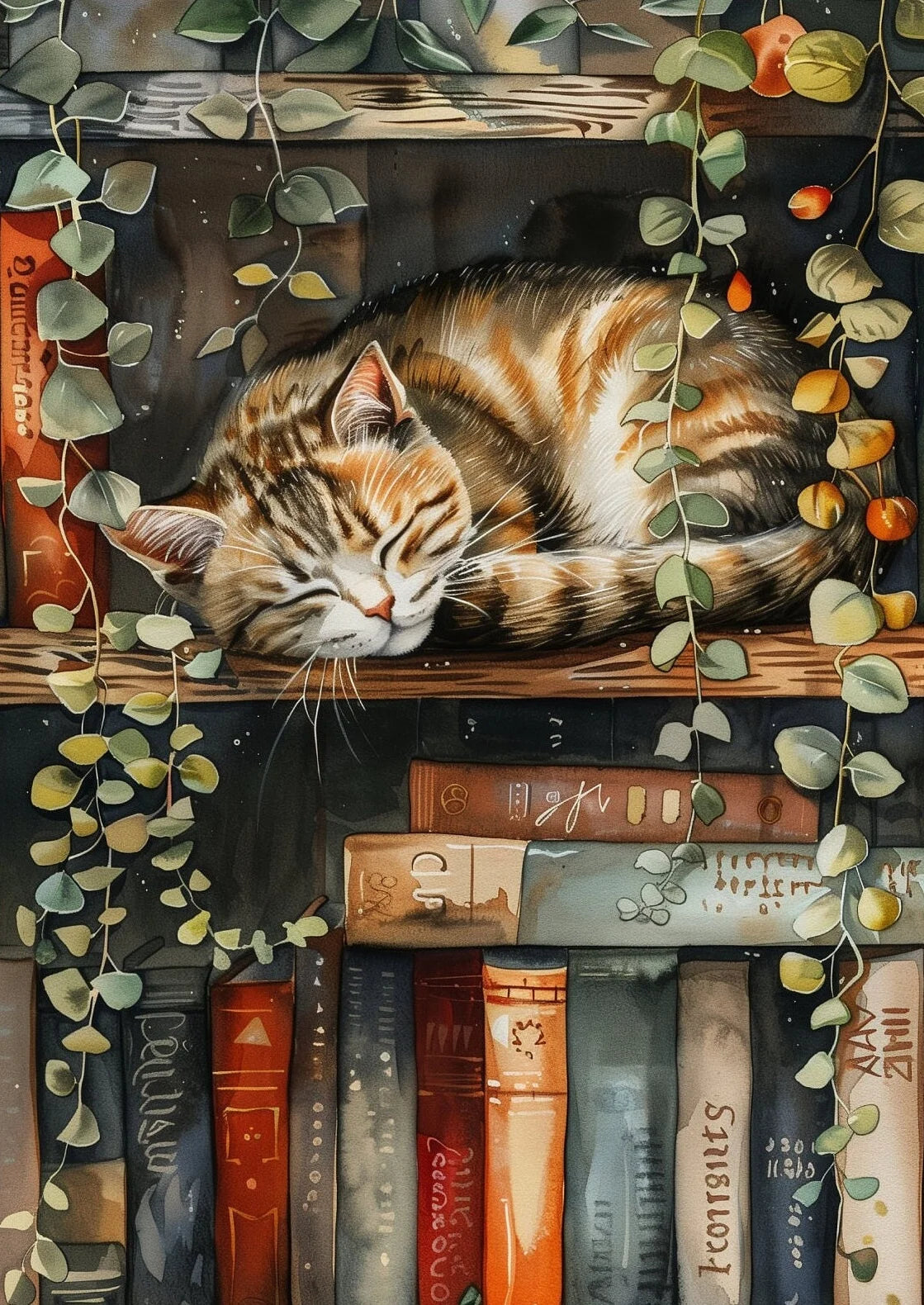 Toile chat et livres style dark academia | Ma Maison Chat