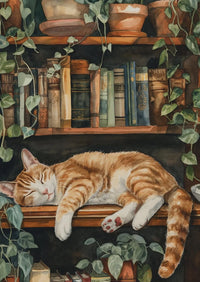 Thumbnail for Toile chat et livres style dark academia | Ma Maison Chat